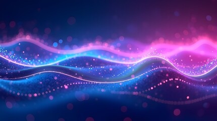 Futuristic neon waves in blue and pink flowing on a dark background. Abstract digital energy, perfect for technology, sci-fi, and modern design concepts