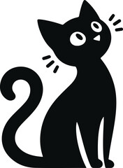 Funny cat vector silhouette in pose