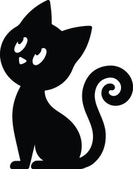 Funny cat vector silhouette in pose