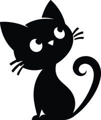 Funny cat vector silhouette in pose