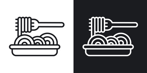 Spaghetti icons set in black and white stroke lines