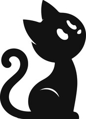 Funny cat vector silhouette in pose