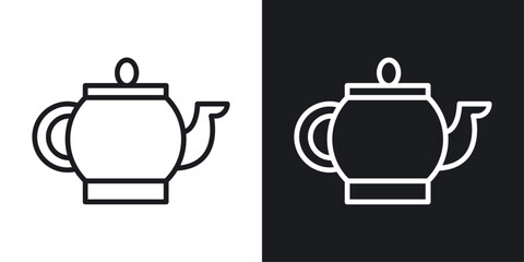 Teapot icons set in black and white stroke lines