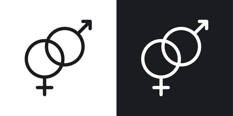 Unisex icons set in black and white stroke lines