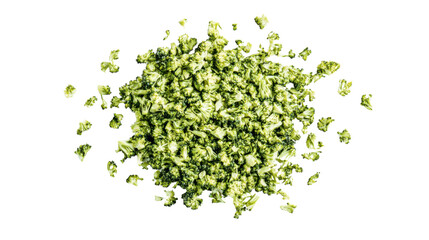 Dry chopped broccoli isolated on white background