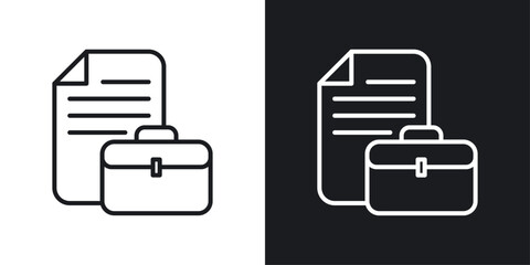 Work history icons set in black and white stroke lines