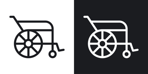 Wheelchair icons set in black and white stroke lines
