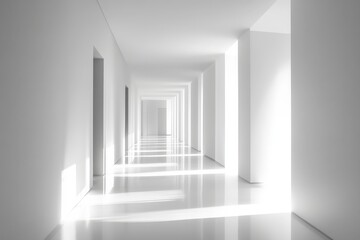 Bright and minimalist interior hallway with sleek design and natural light at midday