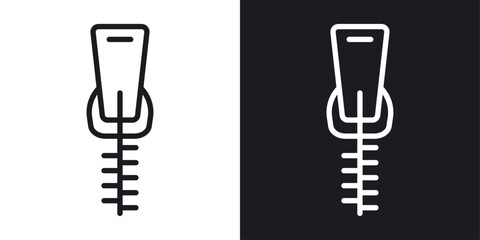 Zipper tool icons set in black and white stroke lines © Abstractor