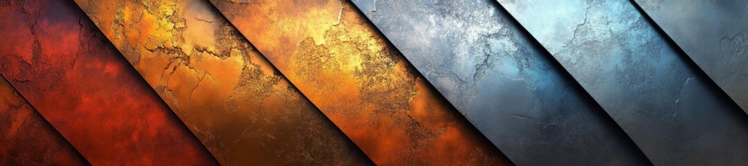 Diagonal Stripes of Metallic Colors in Red Gold and Silver. Generative AI