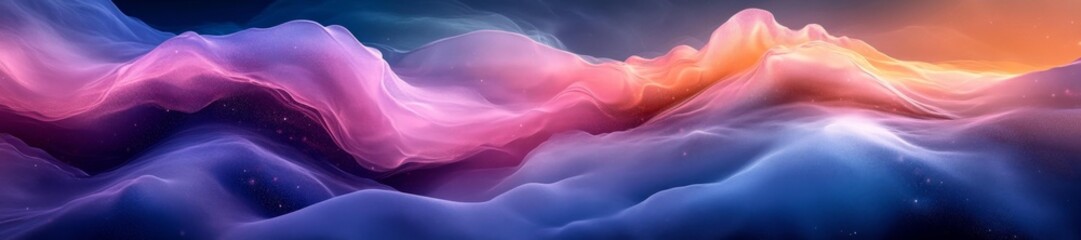 Fototapeta premium Soft Gradient of Lavender Pink and Blue with Liquid Waves and Gentle Bubbling. Generative AI