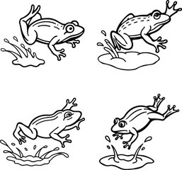 Frog Coloring Pages line art design