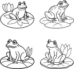 Frog Coloring Pages line art design