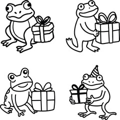 Frog Coloring Pages line art design