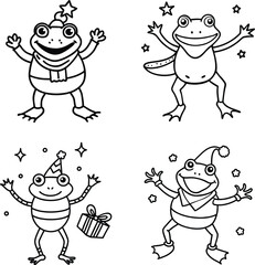 Frog Coloring Pages line art design