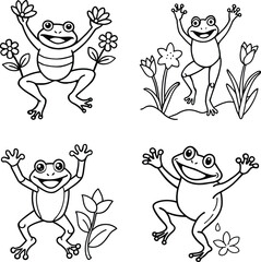Frog Coloring Pages line art design
