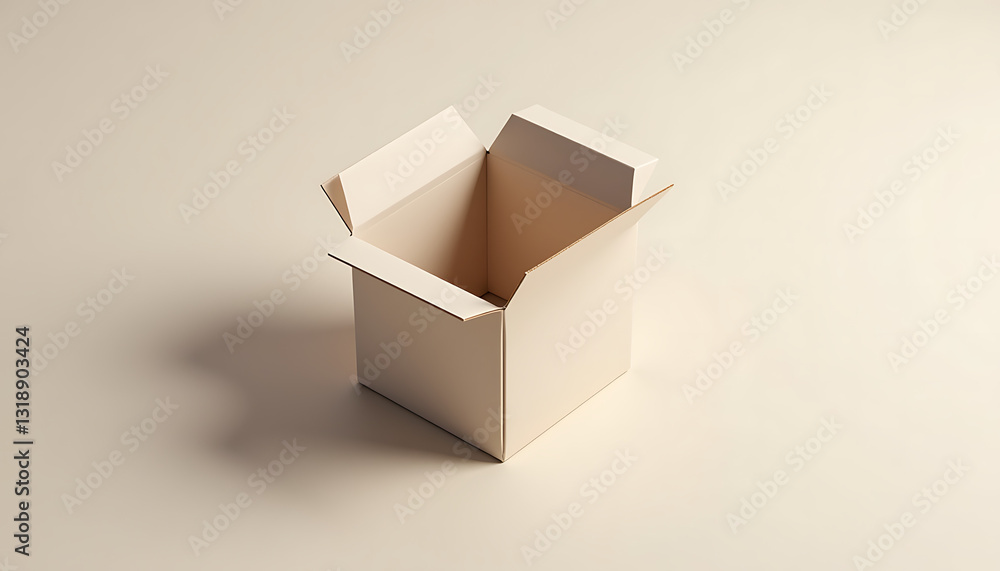 Poster plain open cardboard box on minimal background