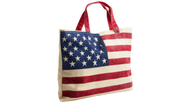 American flag tote bag isolated on white background - Powered by Adobe