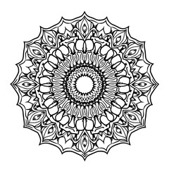 A line art mandala design illustration of a coloring page 