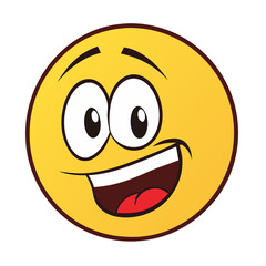 Fototapeta premium classic smiley face emoji on black background transparent png. cheerful yellow emoji with open-mouthed smile. happy digital emoji illustration with bold colors.