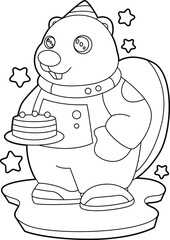 Beaver Birthday Astronaut Animal Vector Graphic Art Illustration