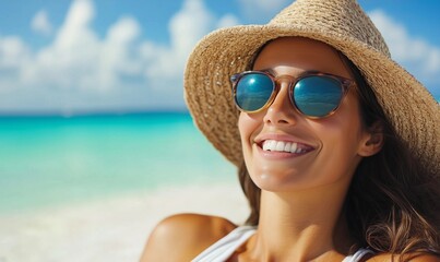 Happy Woman on Beach Vacation