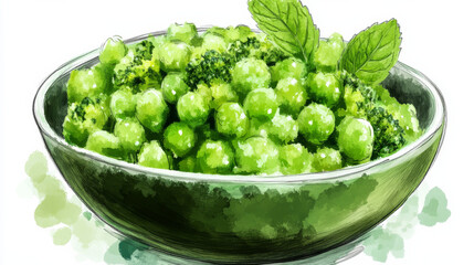 A creamy blend of broccoli and green peas infused with mint, creating a delicious and healthy lunch option