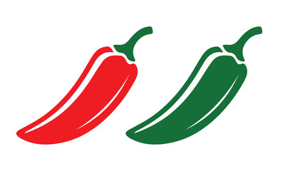 Red and Green Chili Peppers Clipart Spicy Vector Illustration on White Background