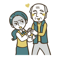 セクハラ被害を受ける女性スタッフのイラスト