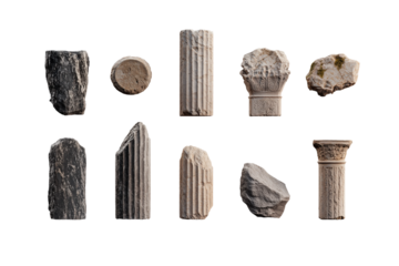 Antike Säulenfragmente und Steinruinen – PNG mit transparentem Hintergrund

