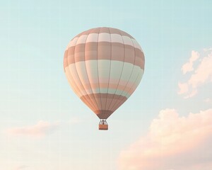 Obraz premium Colorful Hot Air Balloon Floating in a Clear Sky at Sunrise