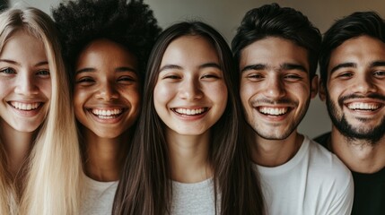 Fototapeta premium Diverse individuals smiling confidently, radiating positivity and unity. 