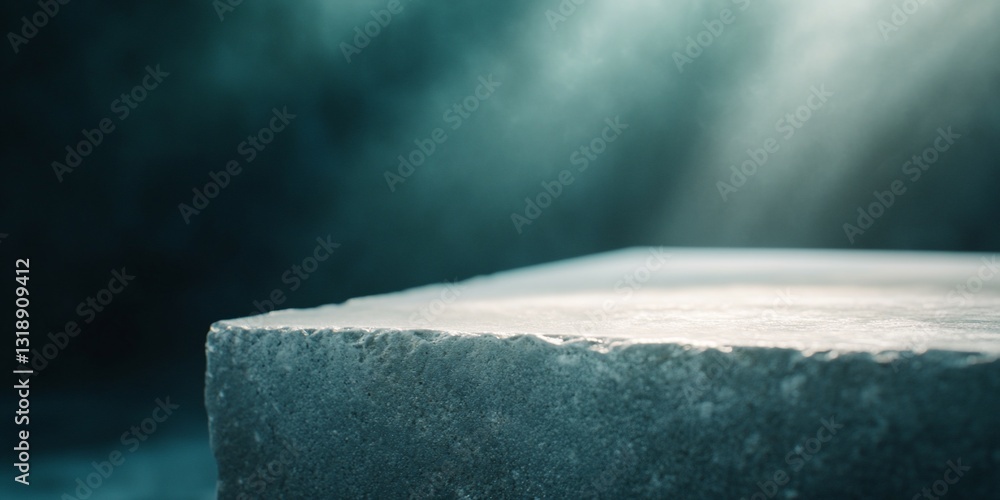 Aufkleber rock surface with light rays on dark background for product placement backdrop