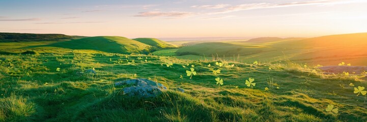 Obraz premium Lush Irish Hills at Sunrise