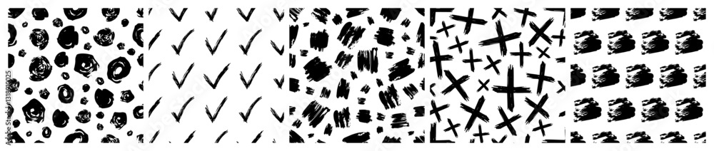 Aufkleber set of seamless patterns with scribble smears