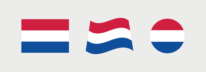
Vector Netherlands National Flag icon collection. Flag set of Netherlands various styles.