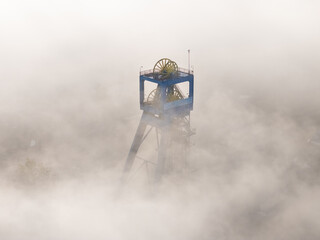 Mine Shaft Emerging Through Morning Fog Piekary Śląskie