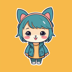 cute cat and dog sticker