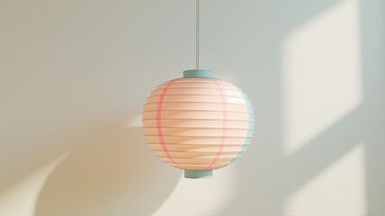 Colorful paper lantern on a pastel background, summer concept