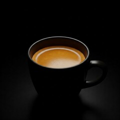 Fototapeta premium A dark espresso cup against a black backdrop, creating a monochrome effect.