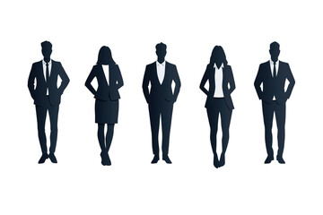 Business-Silhouetten von M&auml;nnern und Frauen in Anz&uuml;gen &ndash; PNG mit transparentem Hintergrund

