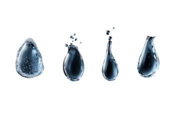 Realistische transparente Wassertropfen in verschiedenen Formen – PNG mit transparentem Hintergrund

