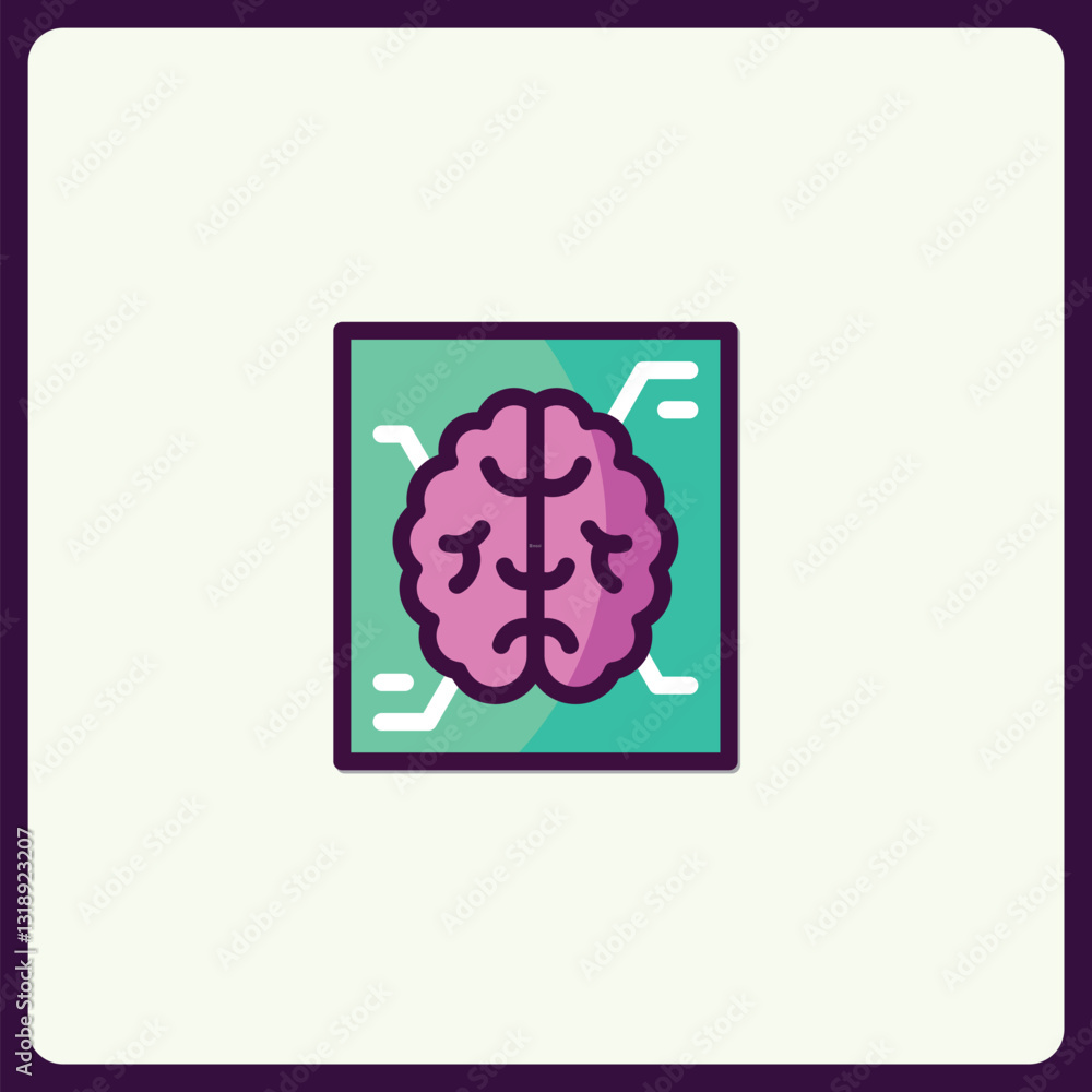 Poster artistic depiction of the brain with stylized circuits and digital elements