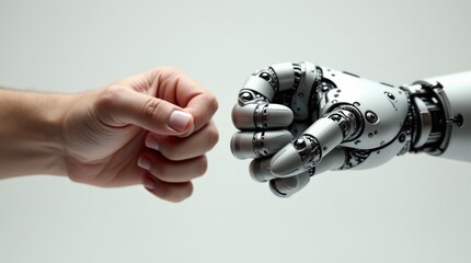Human and Robot Hands Interact in a Symbolic Gesture of Connection and Collaboration