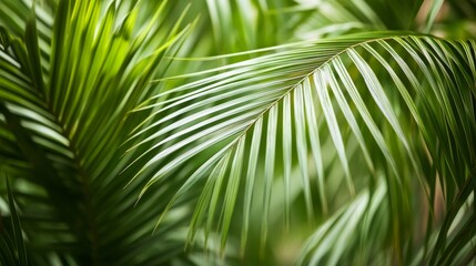 Lush Green Palm Fronds in Sunlight 