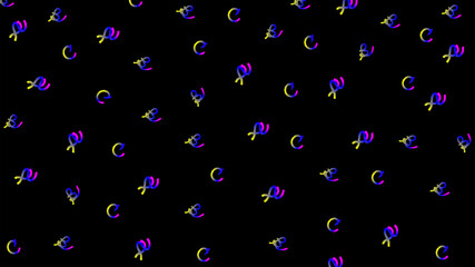 Abstract ABC alphabet letters in freestyle on dark background.