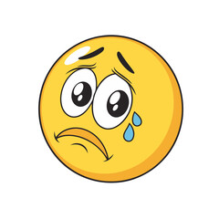 Crying and sad emoji with tears on white backgroud, design illustration vector
