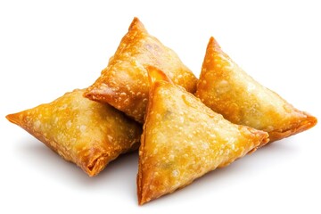 Ultra Hd Visual of Indian Snack Food Onion Samosa Isolated on a White Background