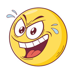 Angry and mad emoji with teeth showing on white backgroud, design illustration vector