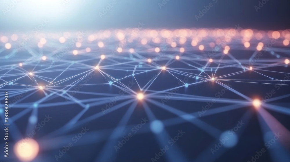 Aufkleber abstract network connection, glowing nodes and lines. (2)